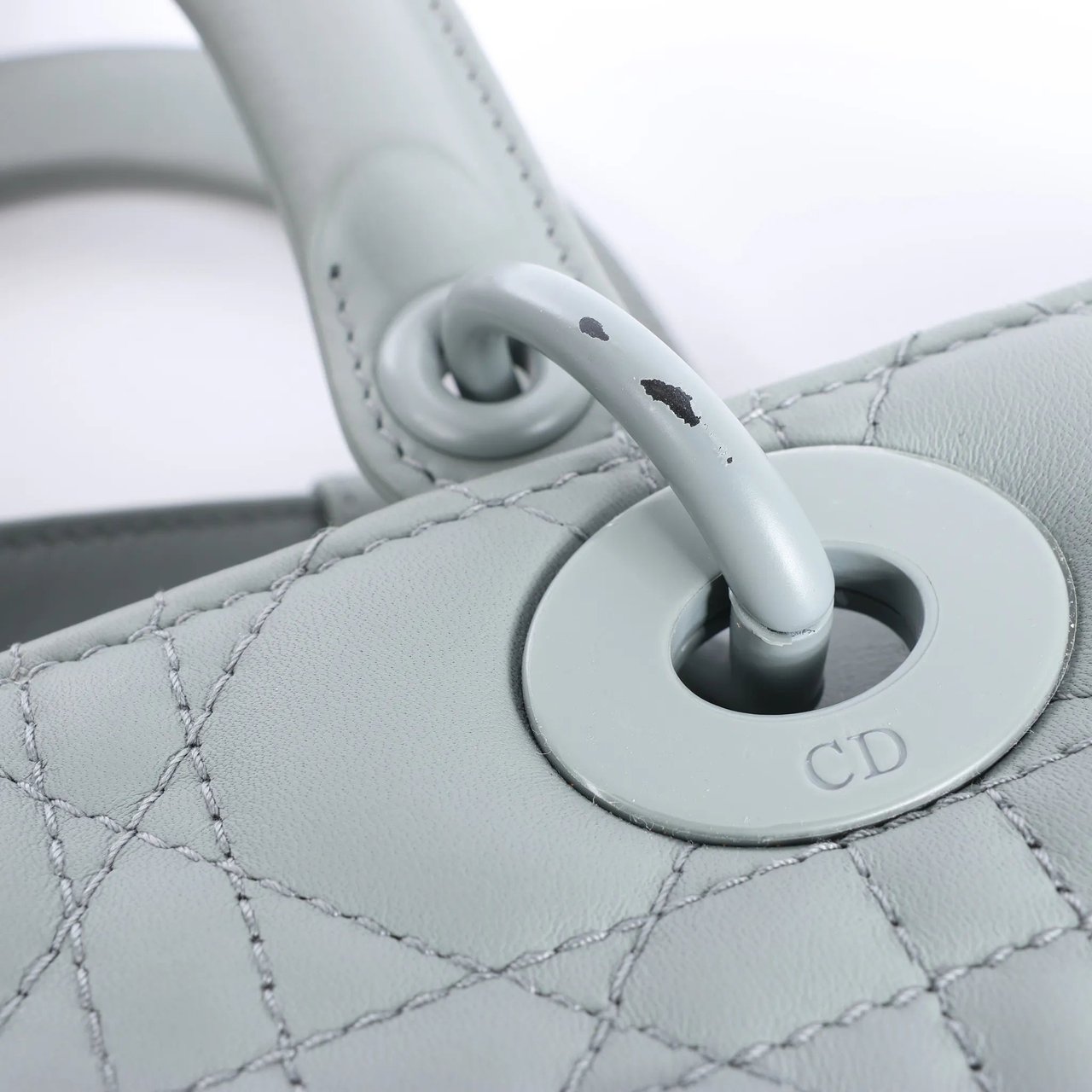 Dior Lady Dior Large Cannage Leather 2Way Handbag in Gray Grijs