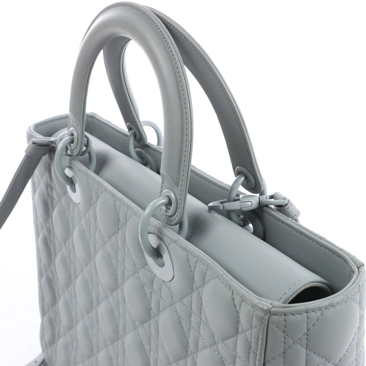 Dior Lady Dior Large Cannage Leather 2Way Handbag in Gray Grijs