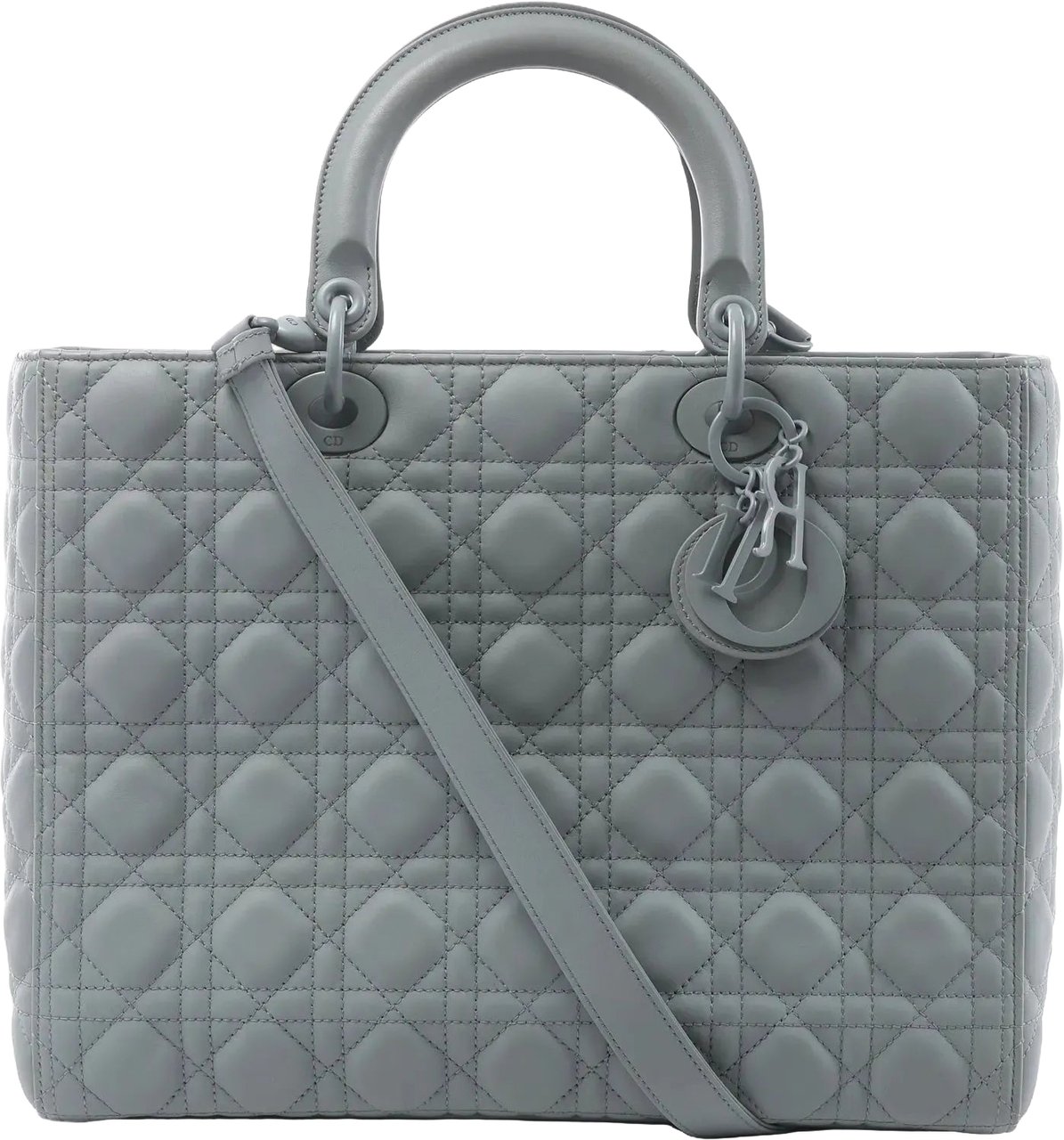 Dior Lady Dior Large Cannage Leather 2Way Handbag in Gray Grijs
