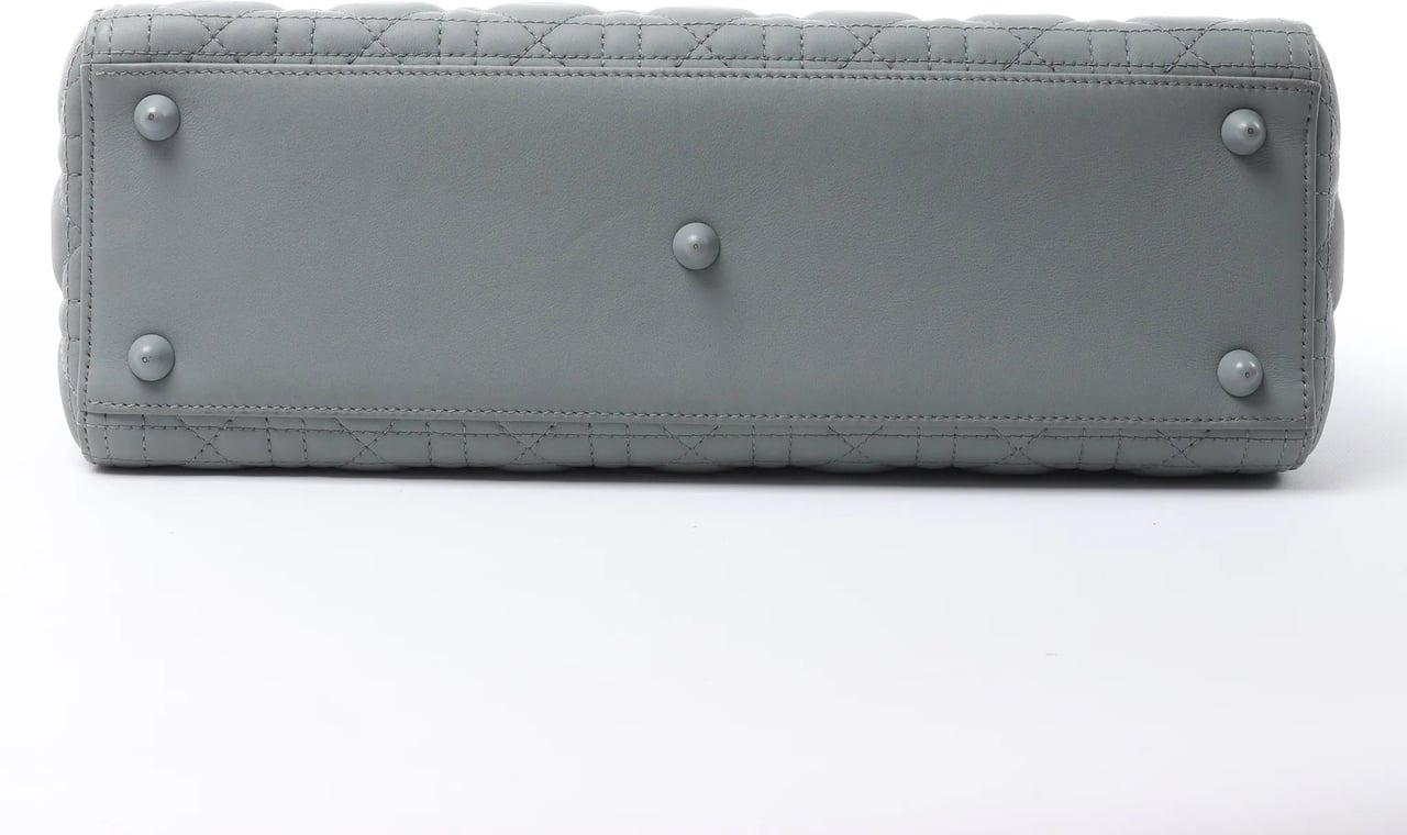 Dior Lady Dior Large Cannage Leather 2Way Handbag in Gray Grijs