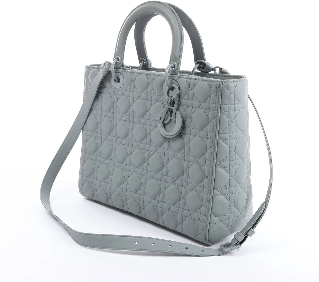 Dior Lady Dior Large Cannage Leather 2Way Handbag in Gray Grijs