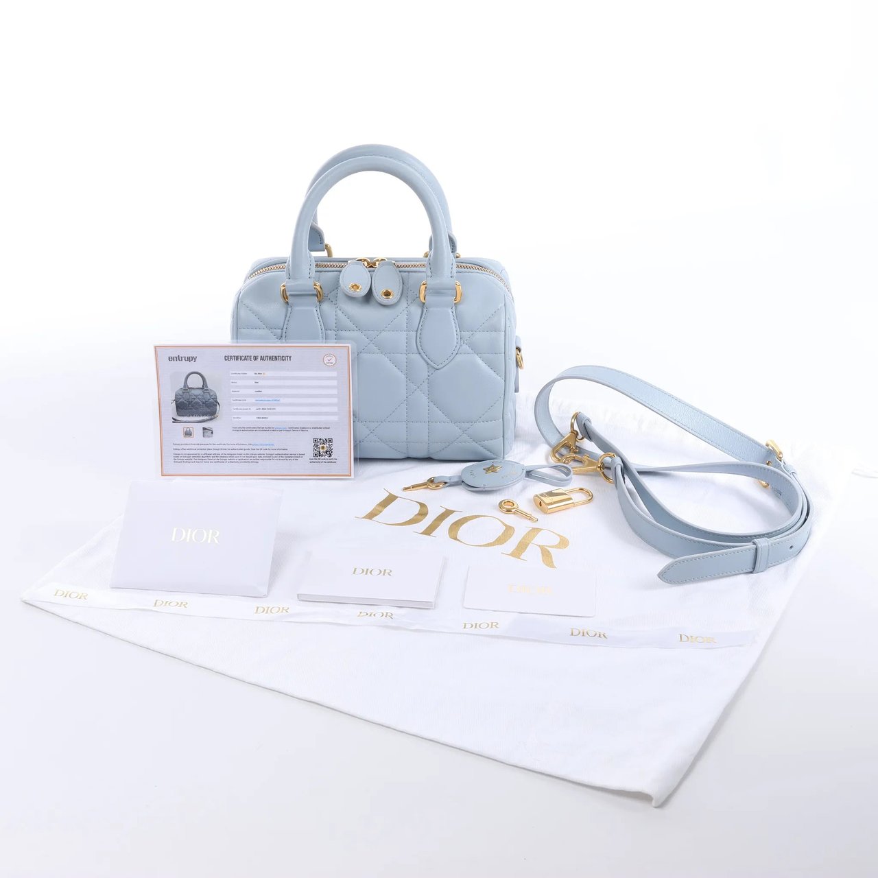Dior Macrocanage Groove 20 Leather 2Way Handbag in Blue Blauw