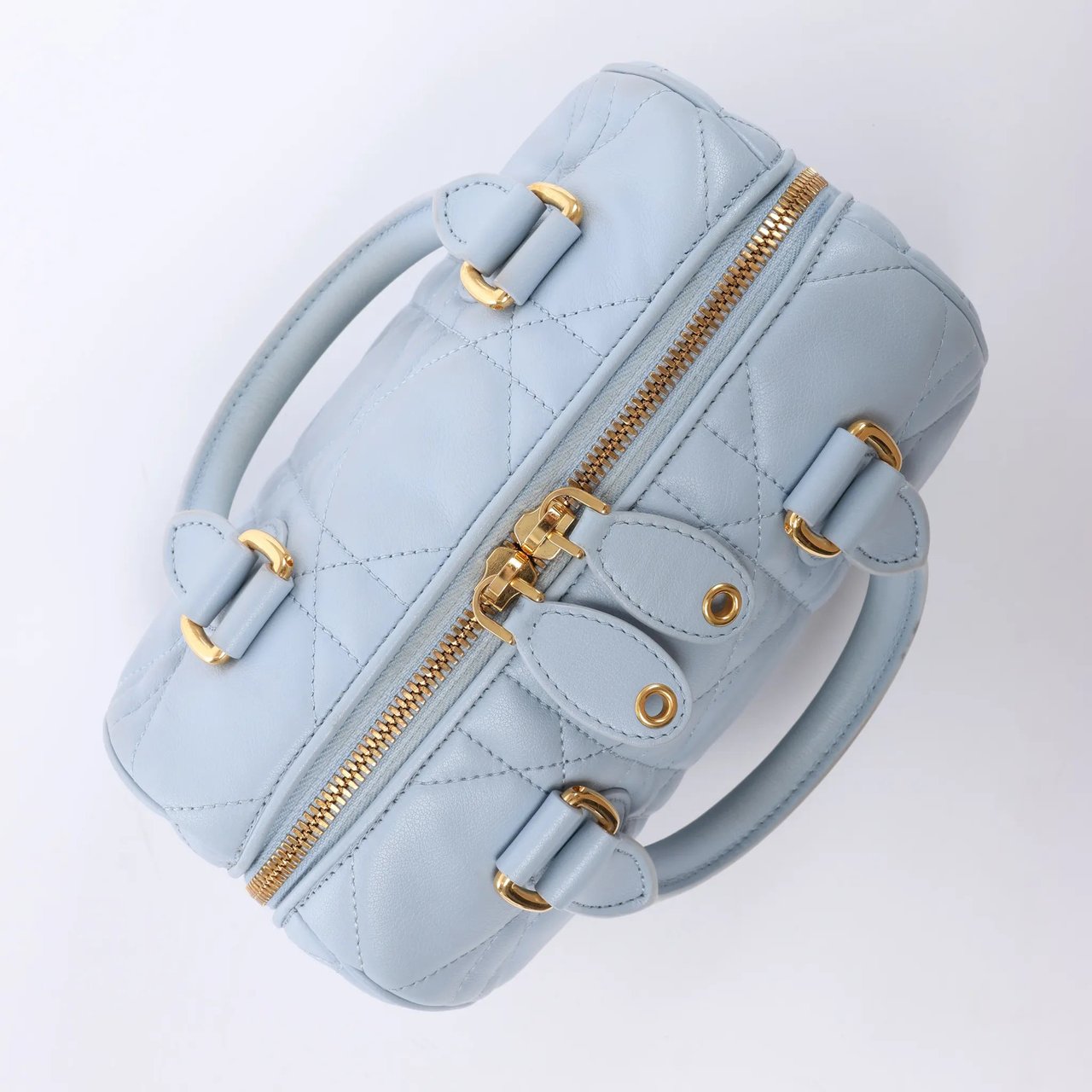 Dior Macrocanage Groove 20 Leather 2Way Handbag in Blue Blauw