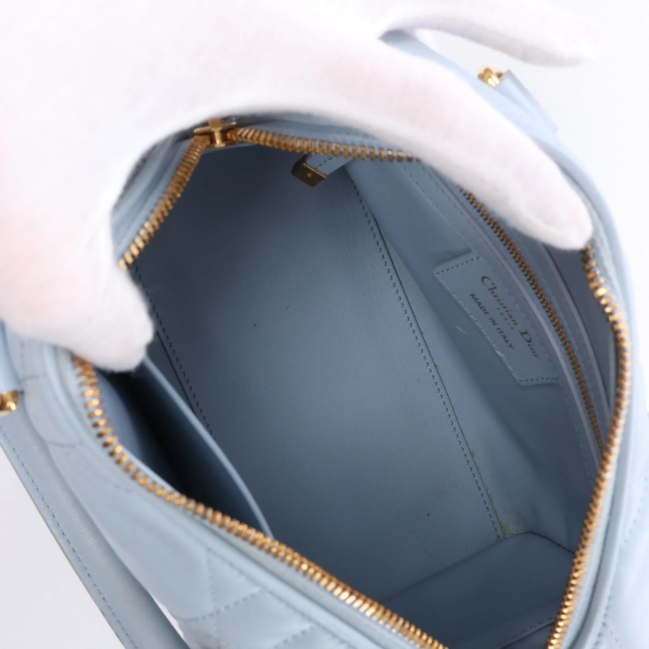 Dior Macrocanage Groove 20 Leather 2Way Handbag in Blue Blauw