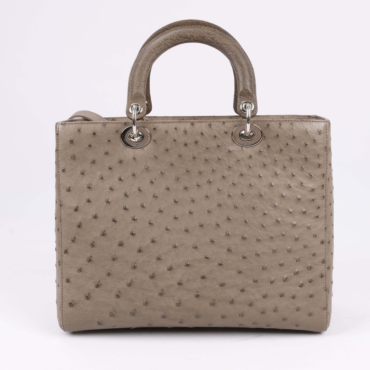 Dior Lady Dior Ostrich Large 2Way Handbag in Brown Bruin