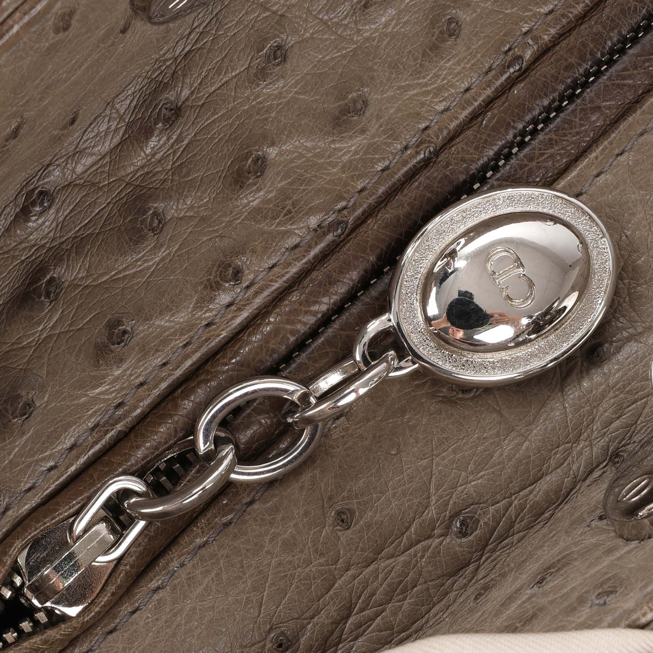 Dior Lady Dior Ostrich Large 2Way Handbag in Brown Bruin