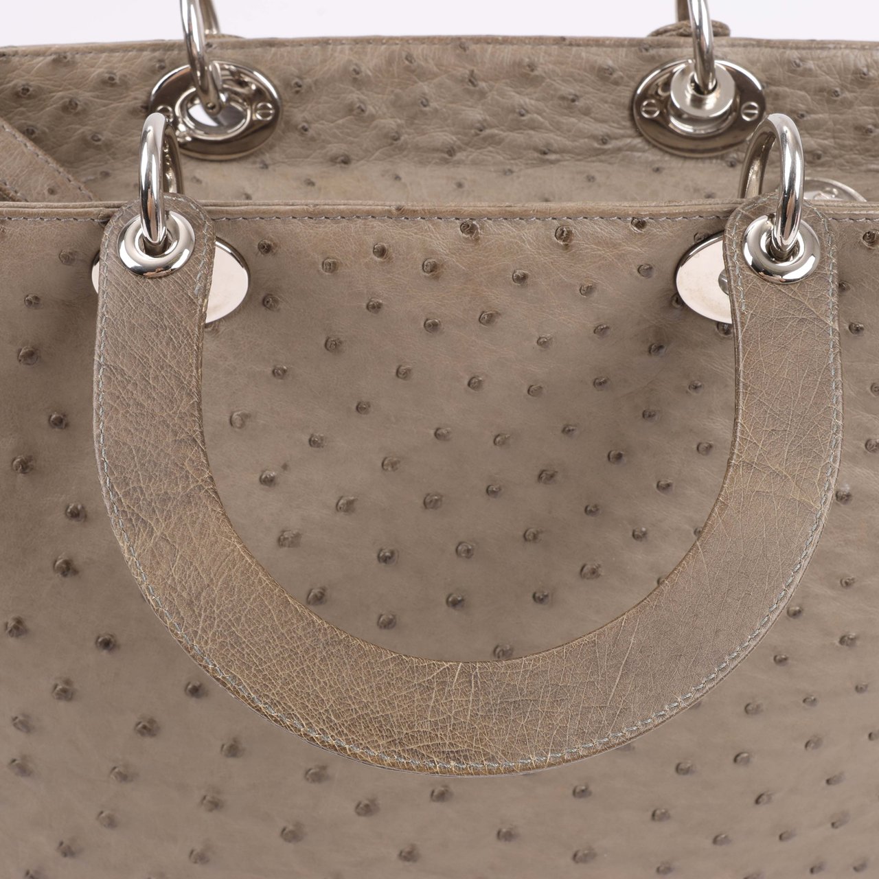 Dior Lady Dior Ostrich Large 2Way Handbag in Brown Bruin