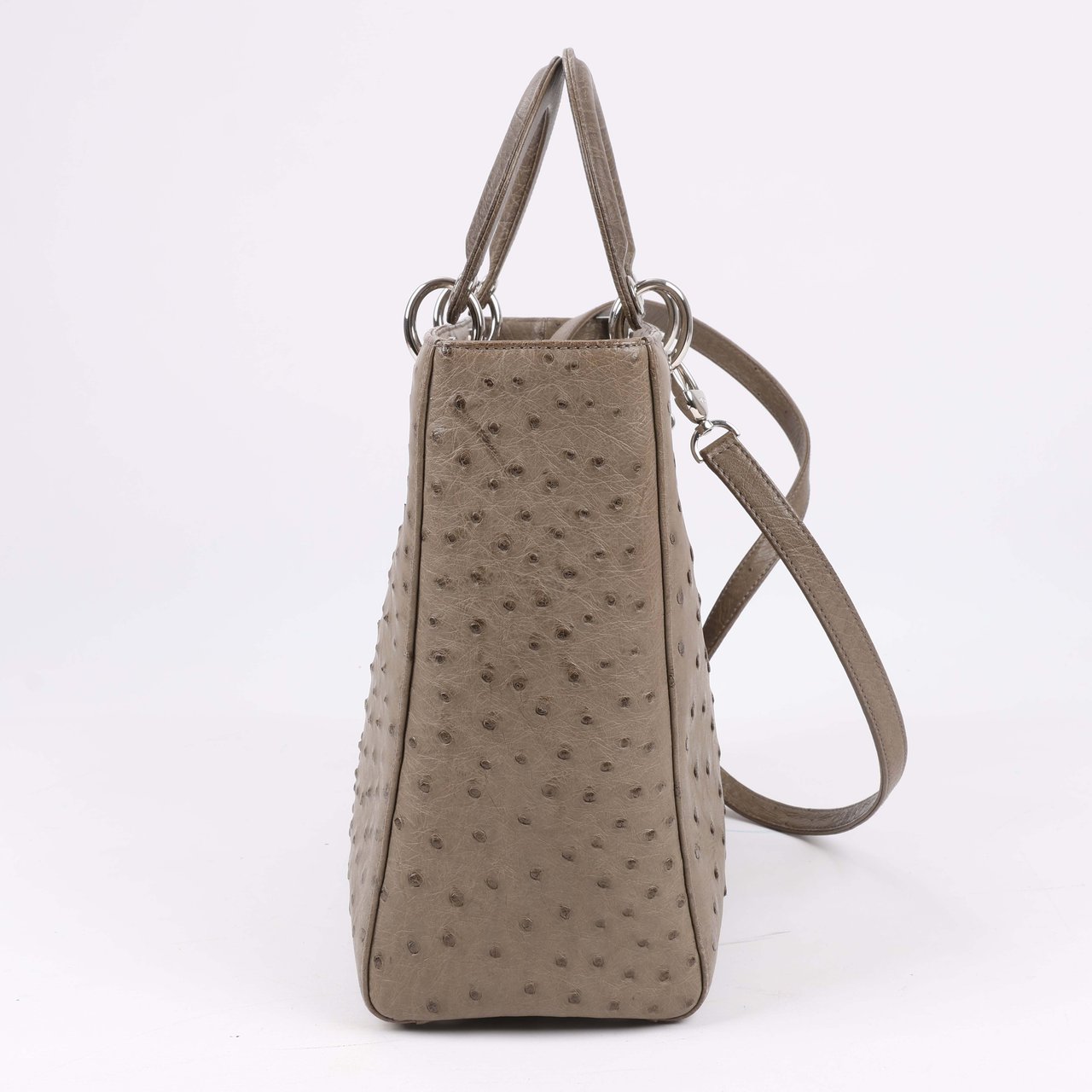 Dior Lady Dior Ostrich Large 2Way Handbag in Brown Bruin