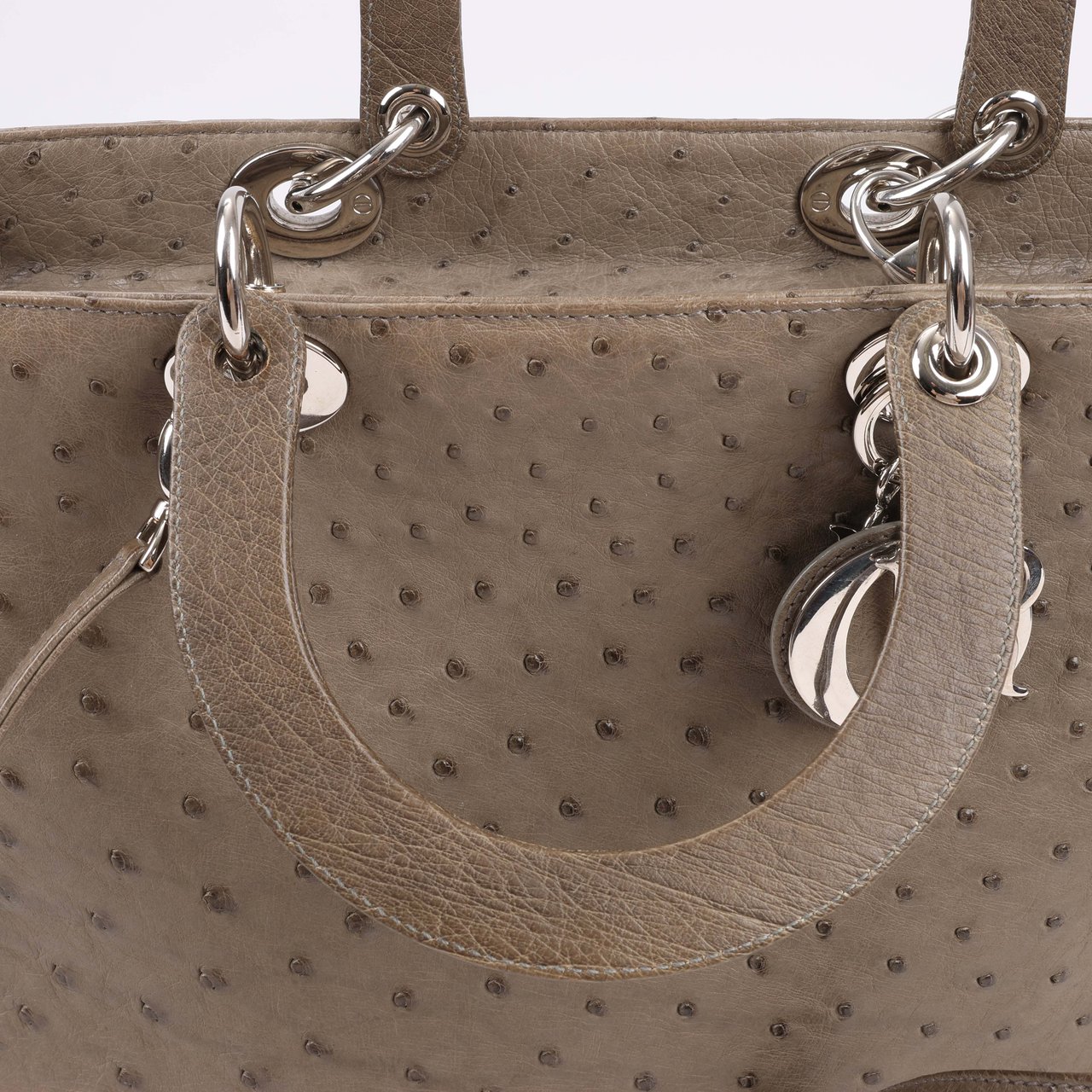 Dior Lady Dior Ostrich Large 2Way Handbag in Brown Bruin