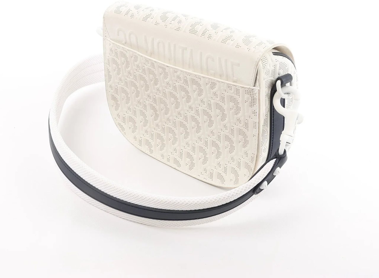 Dior Bobby Small Oblique Leather Crossbody Bag in White x Navy Blue Divers