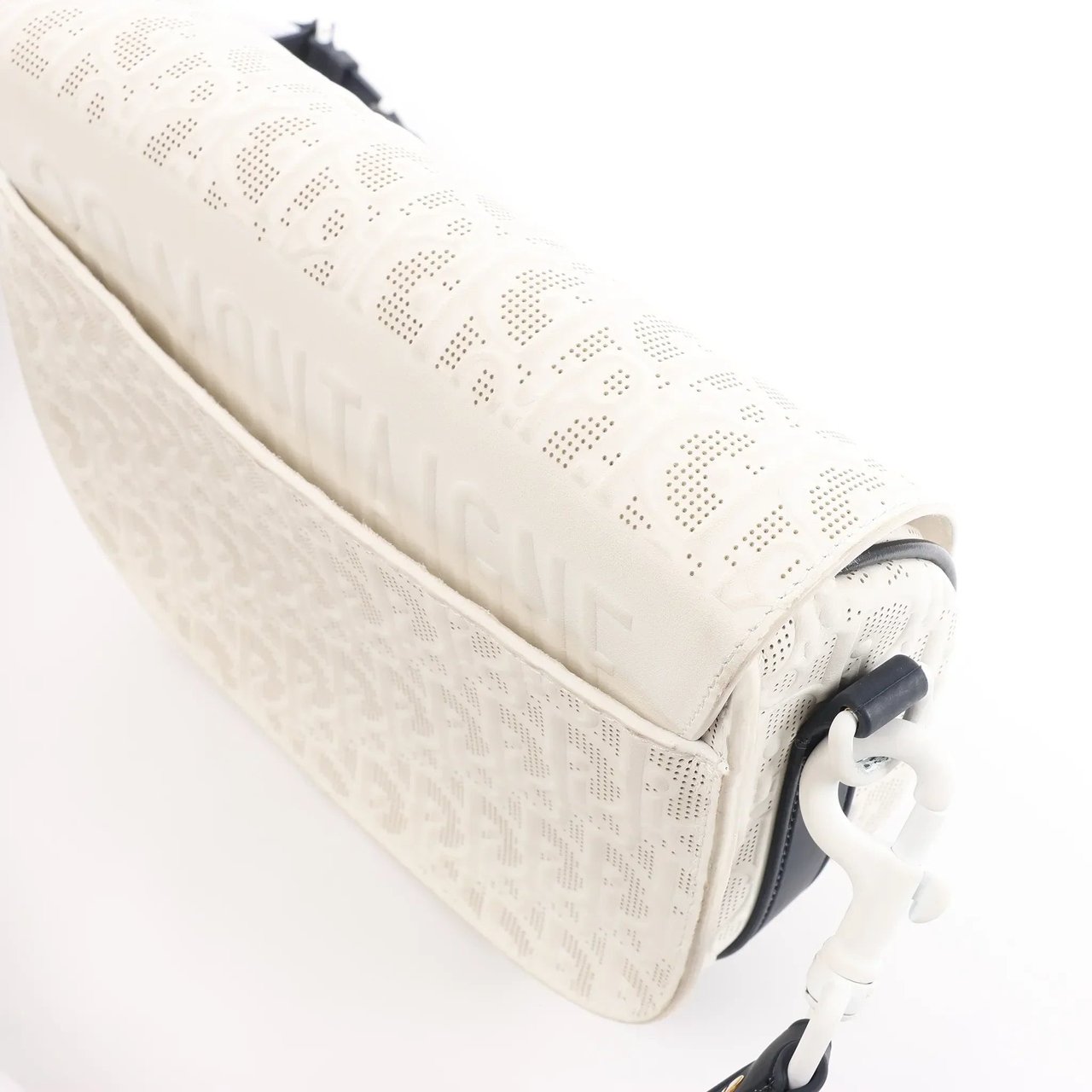 Dior Bobby Small Oblique Leather Crossbody Bag in White x Navy Blue Divers