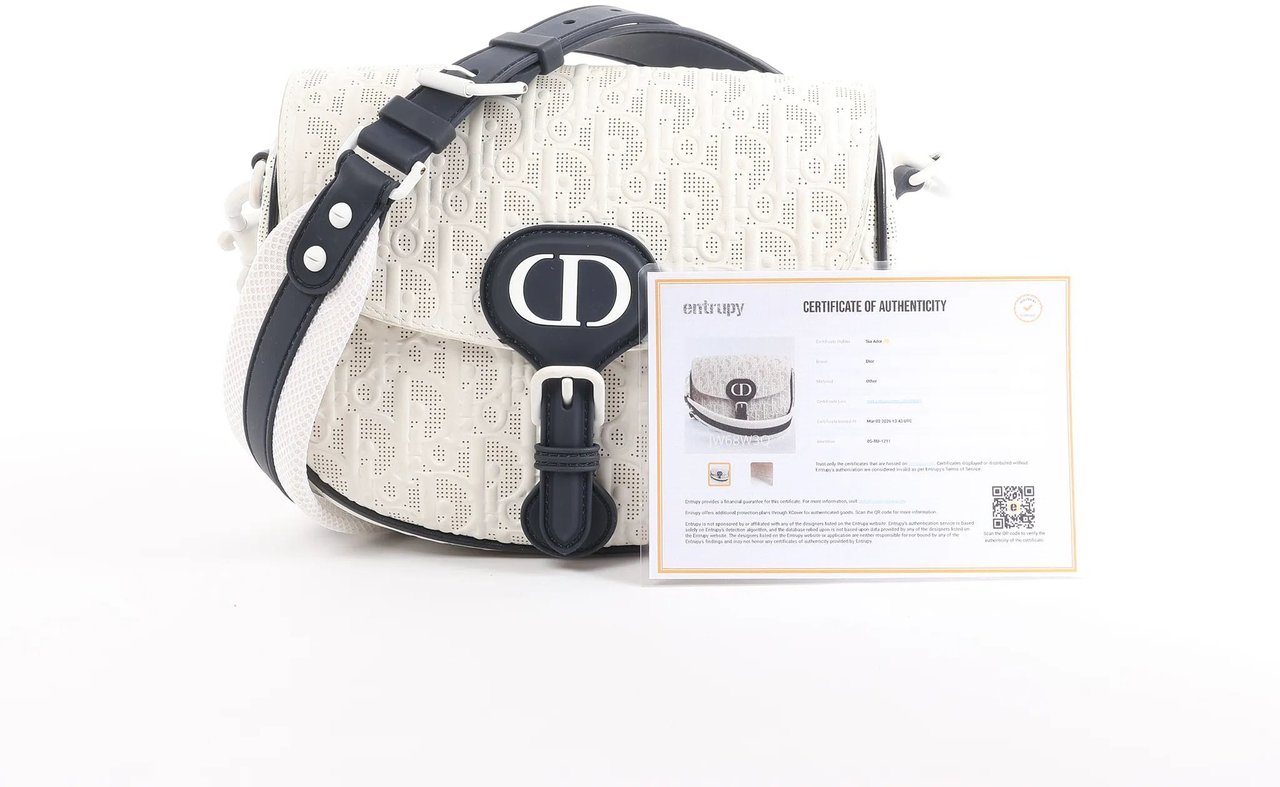 Dior Bobby Small Oblique Leather Crossbody Bag in White x Navy Blue Divers