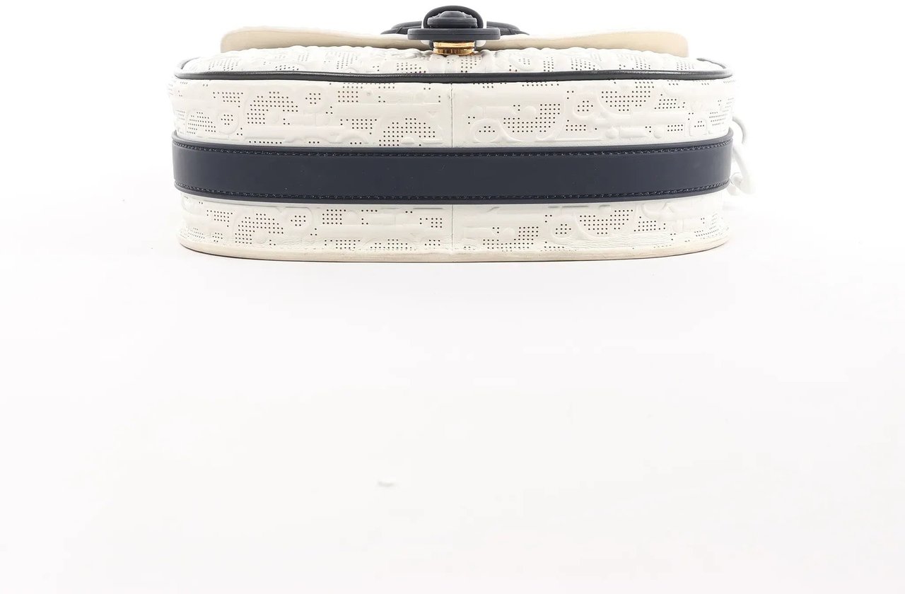 Dior Bobby Small Oblique Leather Crossbody Bag in White x Navy Blue Divers