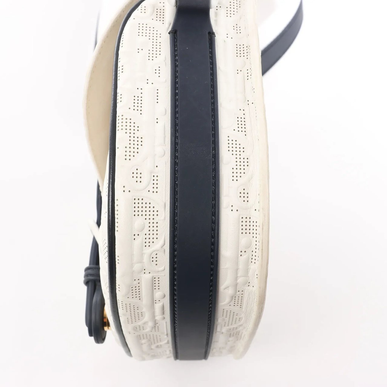 Dior Bobby Small Oblique Leather Crossbody Bag in White x Navy Blue Divers
