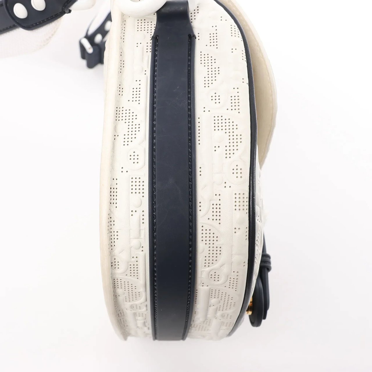 Dior Bobby Small Oblique Leather Crossbody Bag in White x Navy Blue Divers