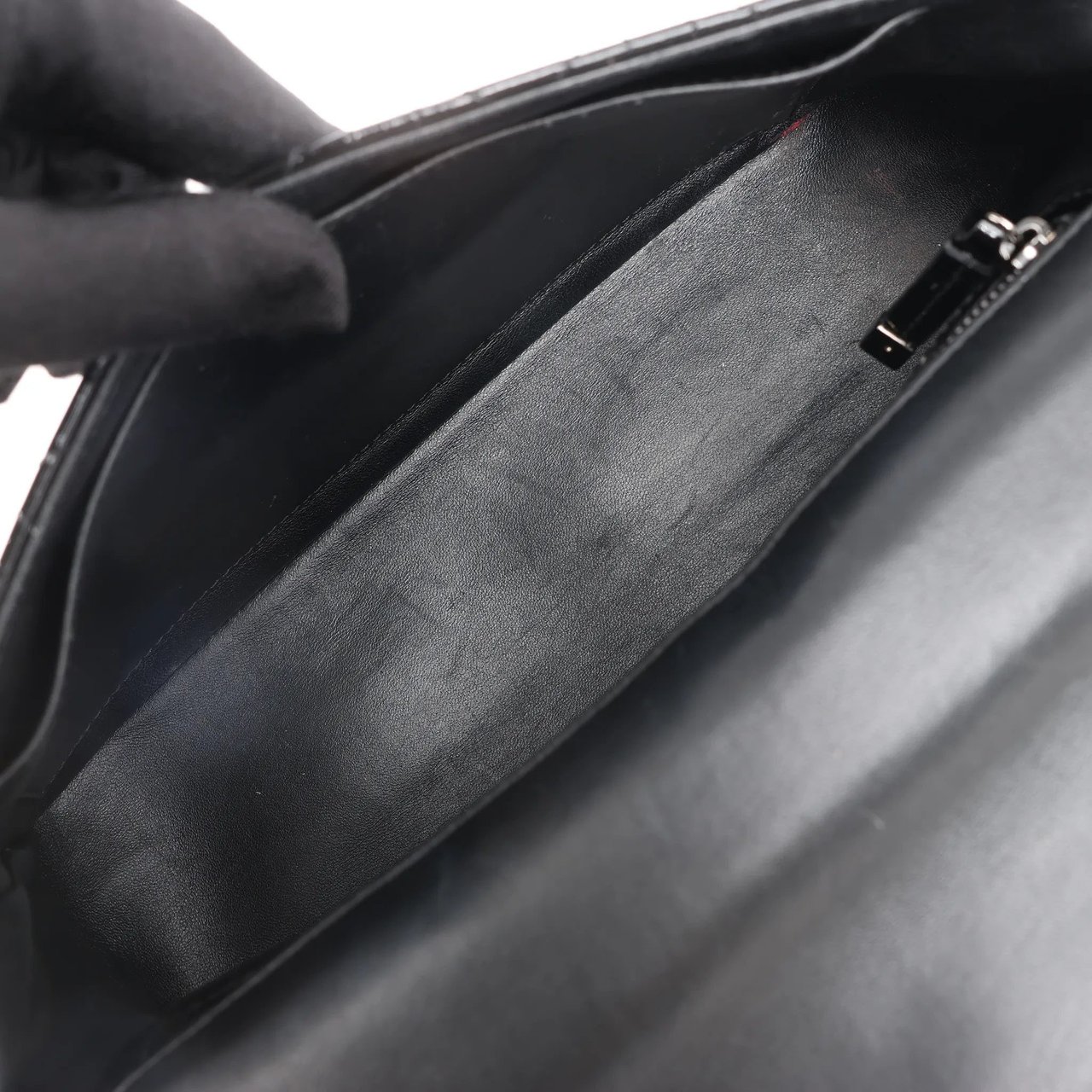 Dior Caro Leather Chain Crossbody Bag in Black Zwart