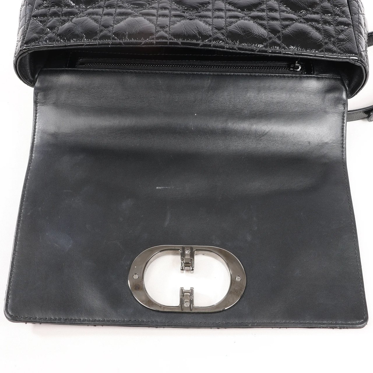 Dior Caro Leather Chain Crossbody Bag in Black Zwart