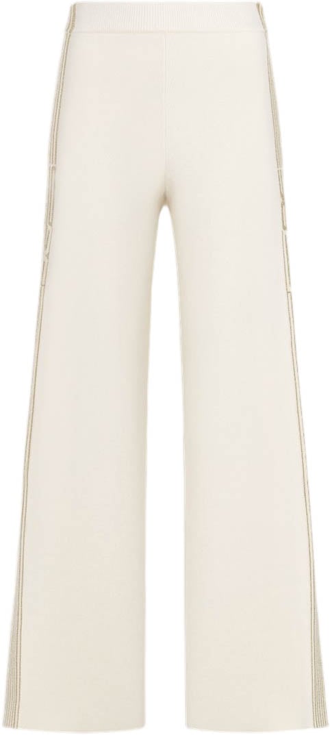 Dior Off-White Wide-Leg High Waist Striped Pants Neutraal