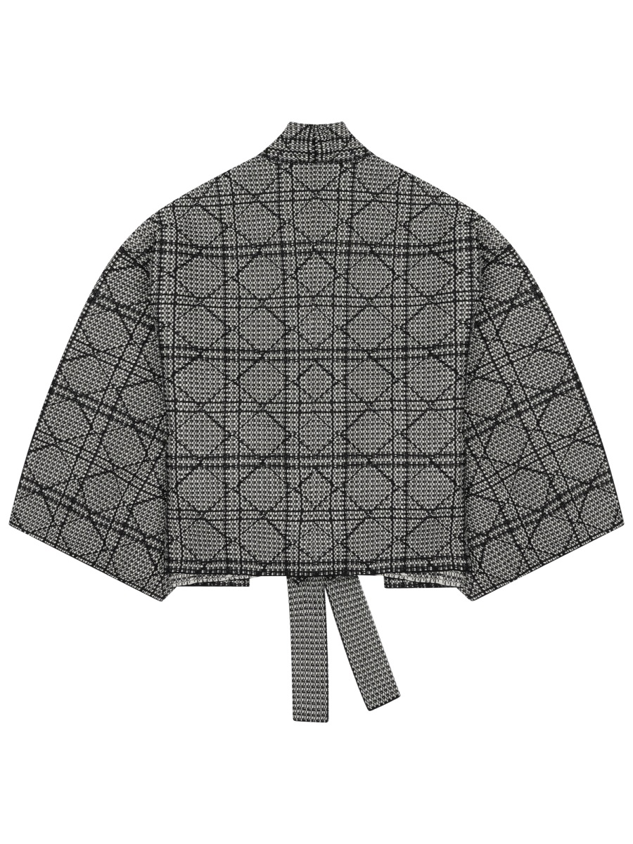 Dior Cotton-Blend Cannage Cropped Jacket Grijs