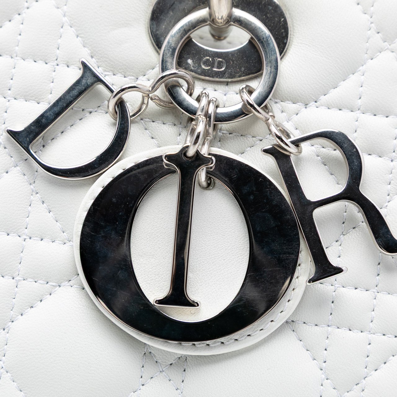 Dior Large Lambskin Cannage Lady Dior Wit