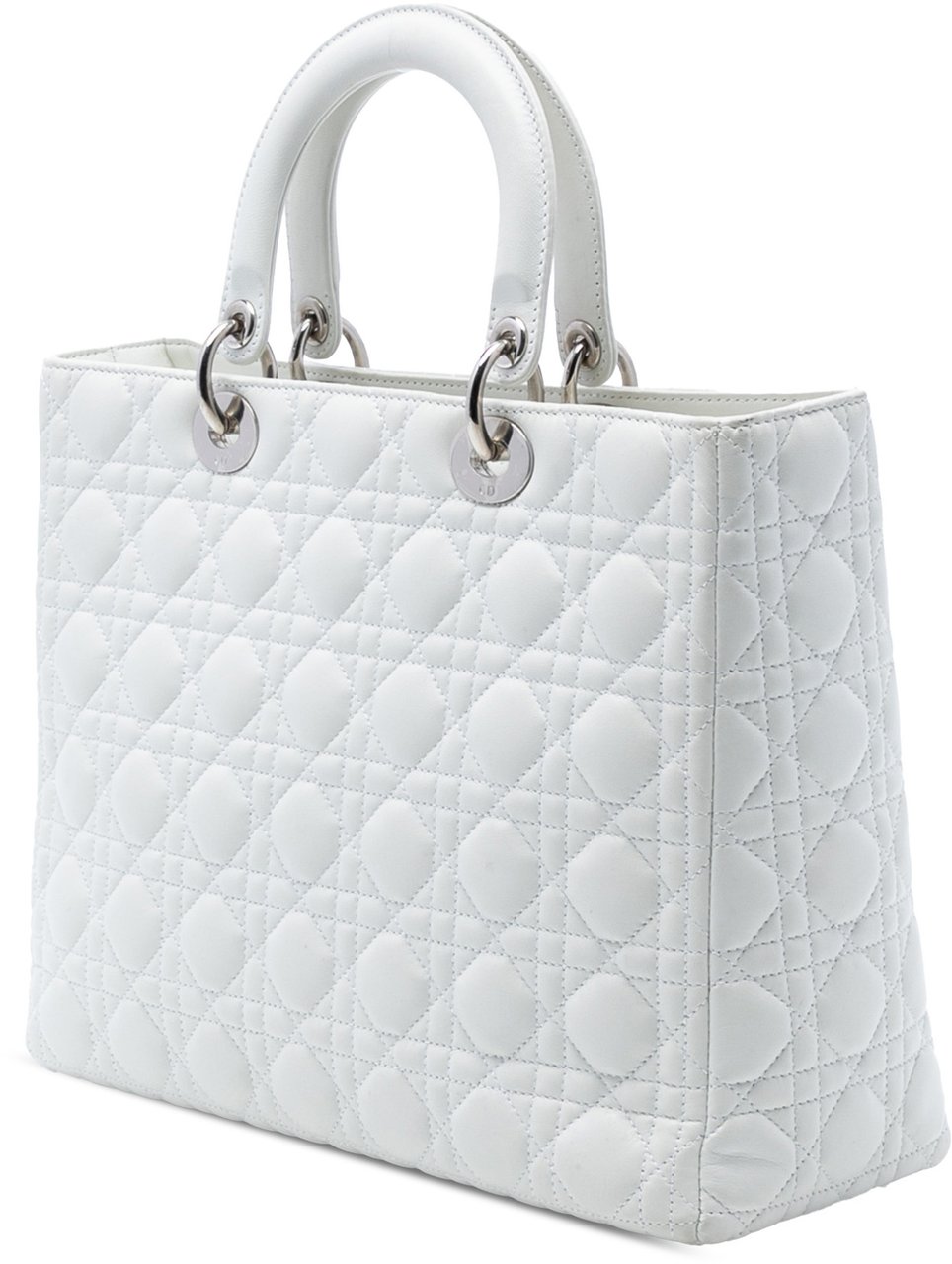 Dior Large Lambskin Cannage Lady Dior Wit