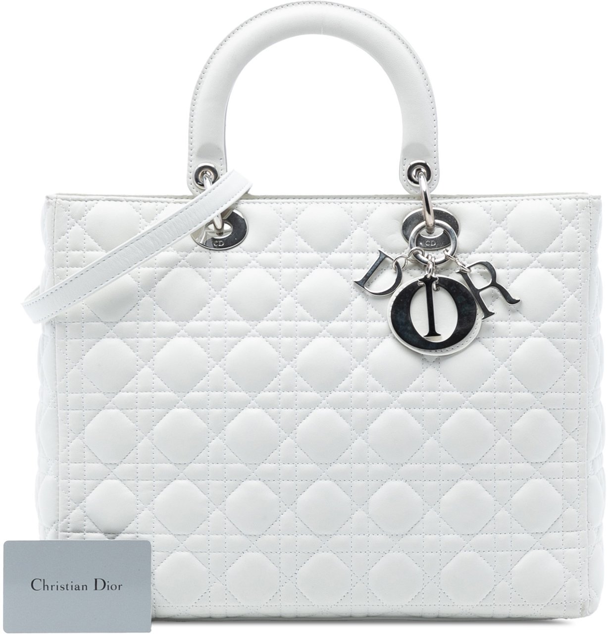 Dior Large Lambskin Cannage Lady Dior Wit