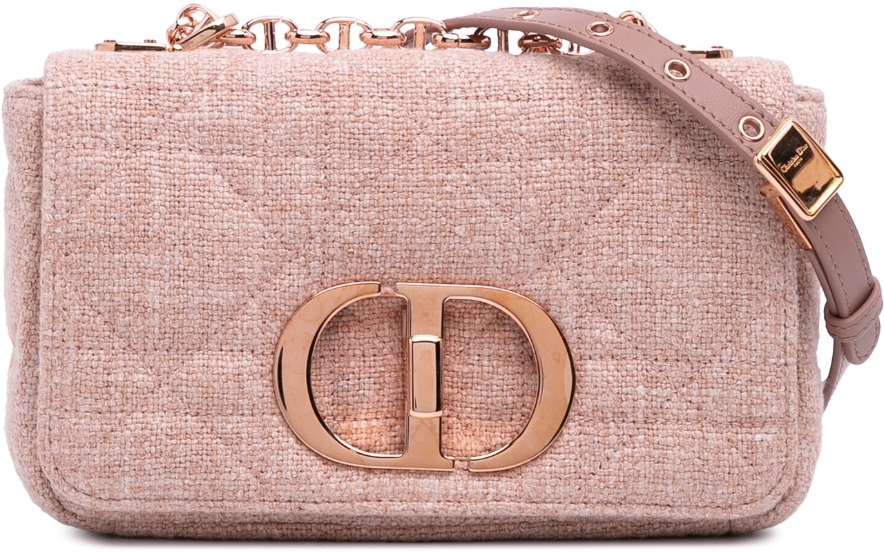 Dior Small Tweed Macrocannage Caro Bag Roze