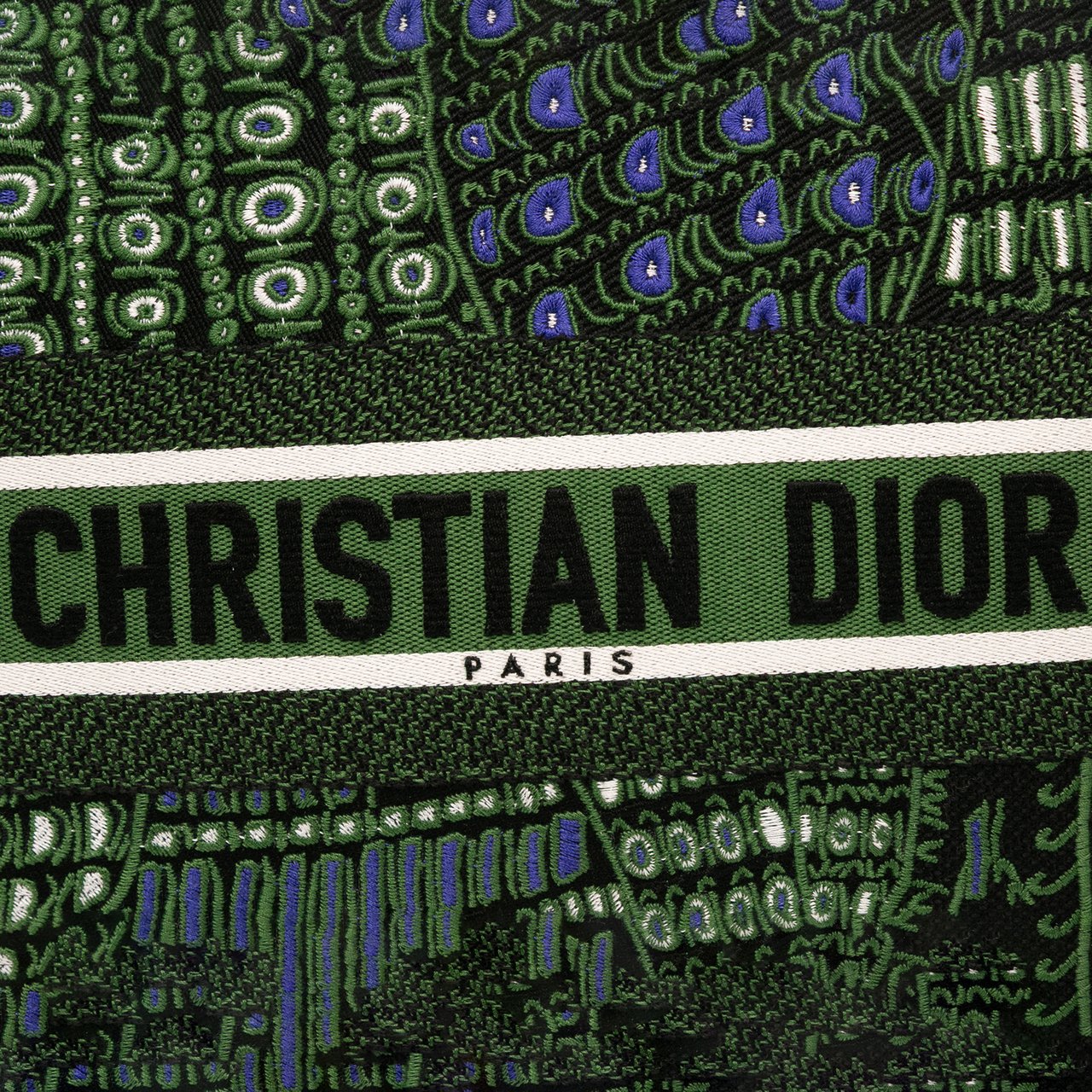 Dior Large Canvas Embroidered Elephant Book Tote Groen