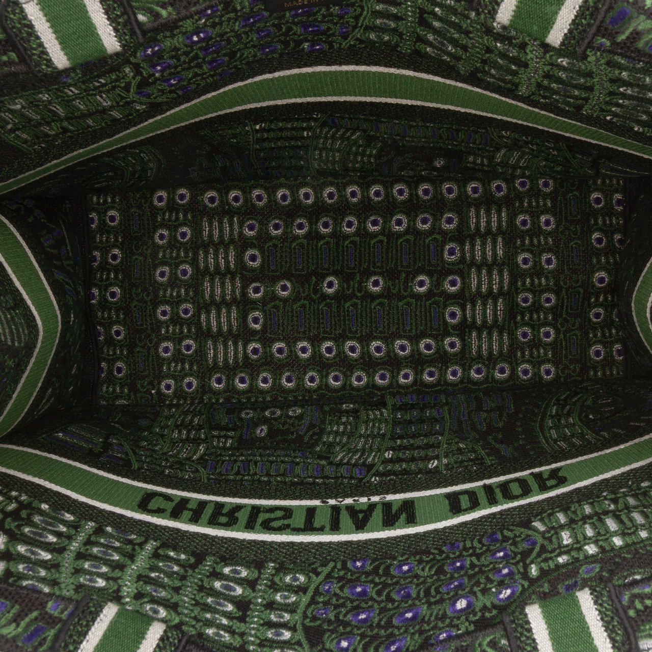 Dior Large Canvas Embroidered Elephant Book Tote Groen