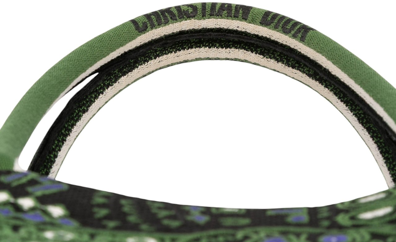 Dior Large Canvas Embroidered Elephant Book Tote Groen