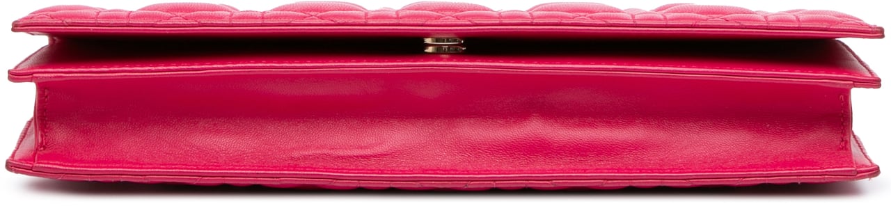 Dior Lambskin Cannage Lady Dior Wallet On Chain Roze