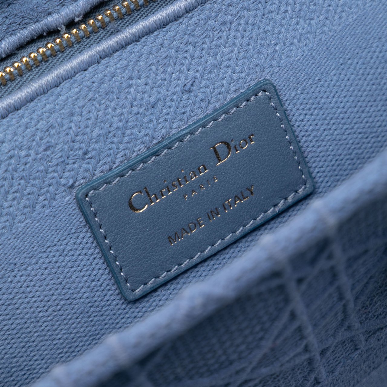 Dior Medium Canvas Cannage Lady D Lite Blauw