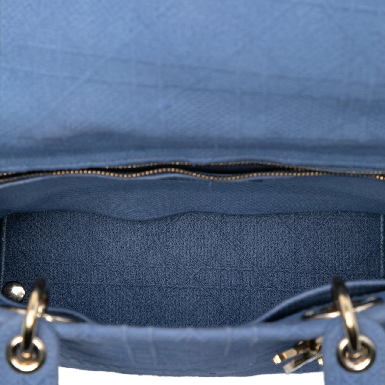 Dior Medium Canvas Cannage Lady D Lite Blauw