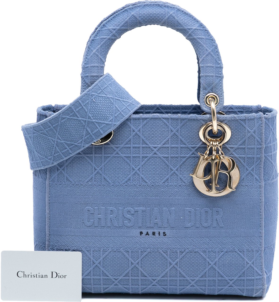 Dior Medium Canvas Cannage Lady D Lite Blauw