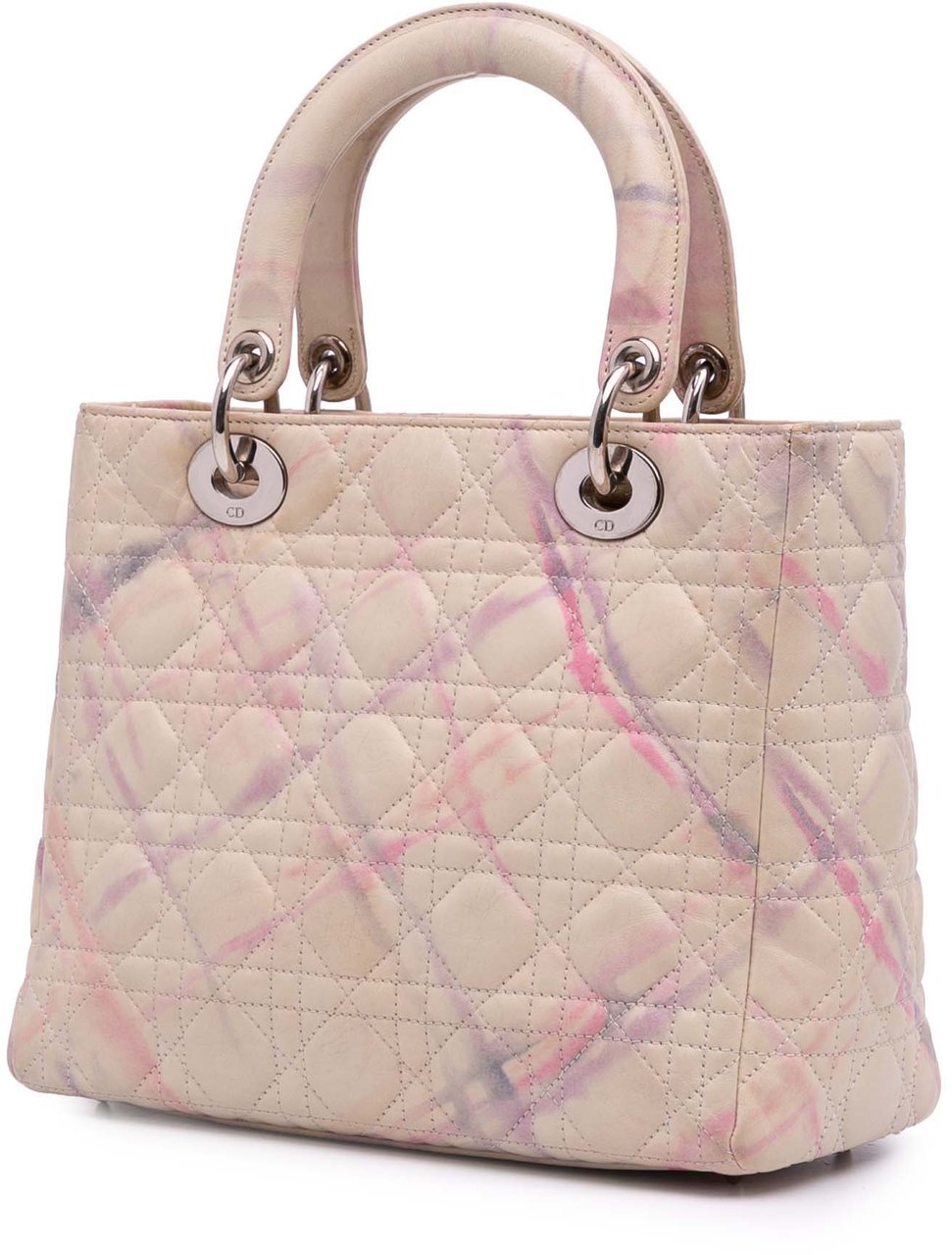 Dior Limited Edition Medium Lambskin Cannage Lady Dior Roze