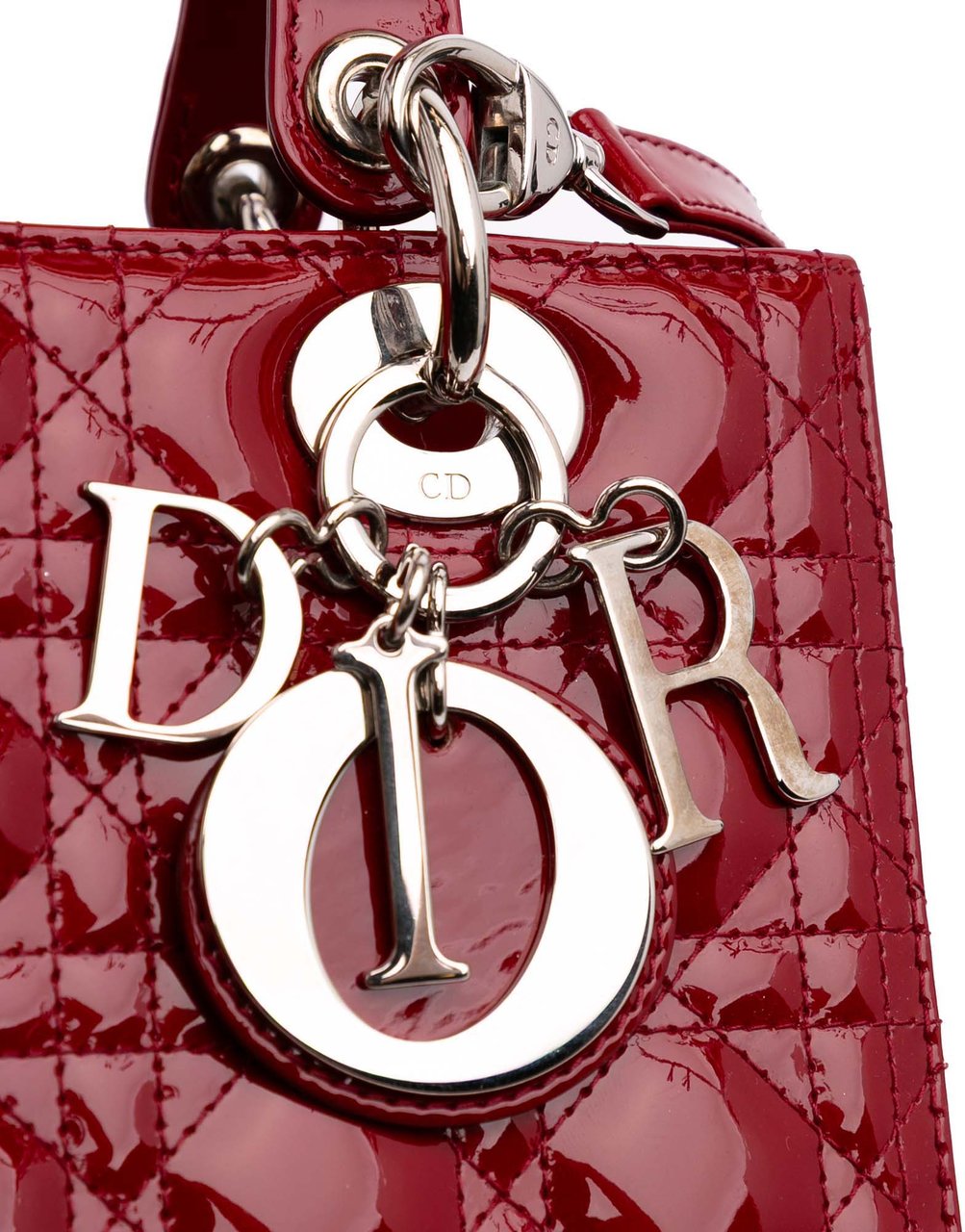 Dior Medium Patent Cannage Lady Dior Rood