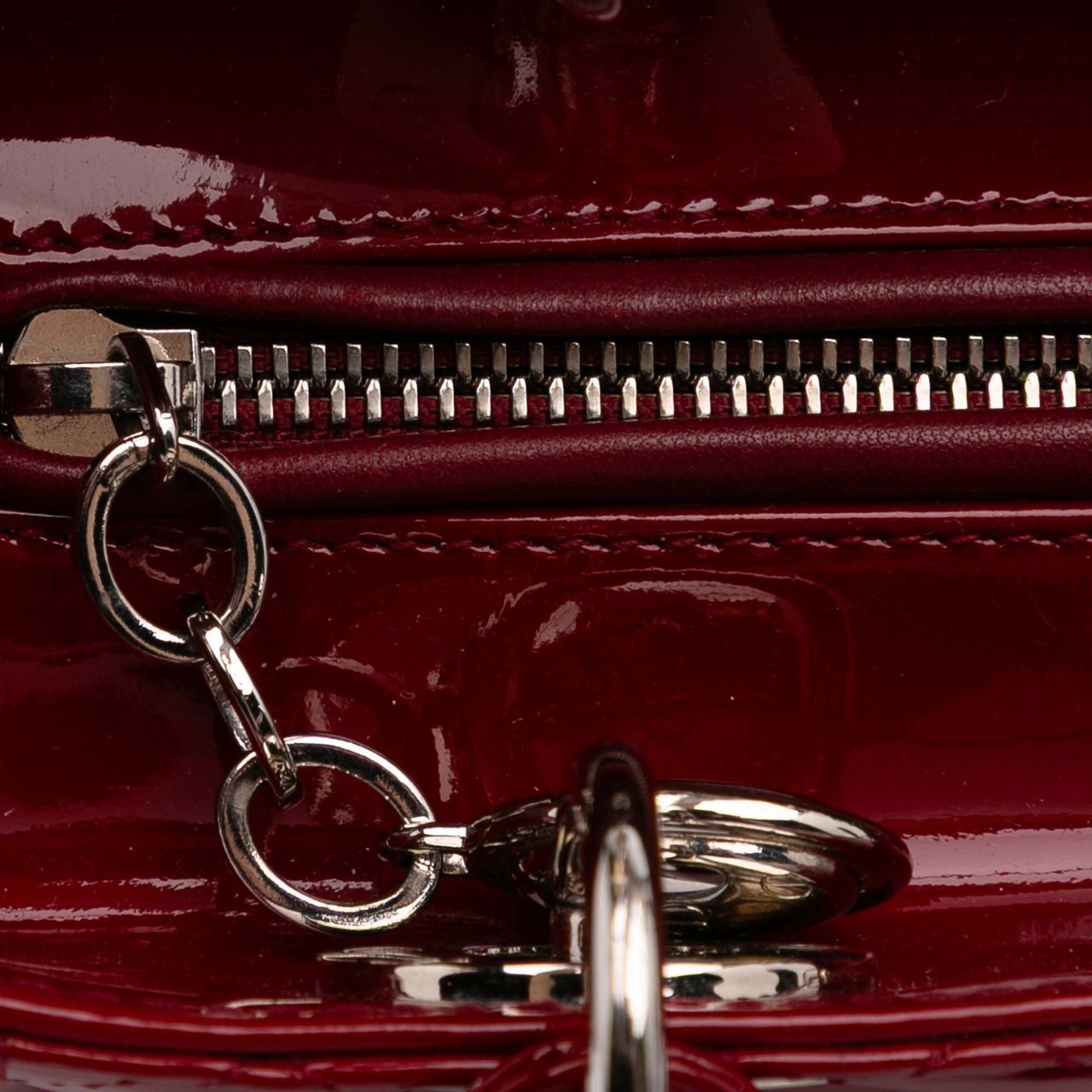 Dior Medium Patent Cannage Lady Dior Rood