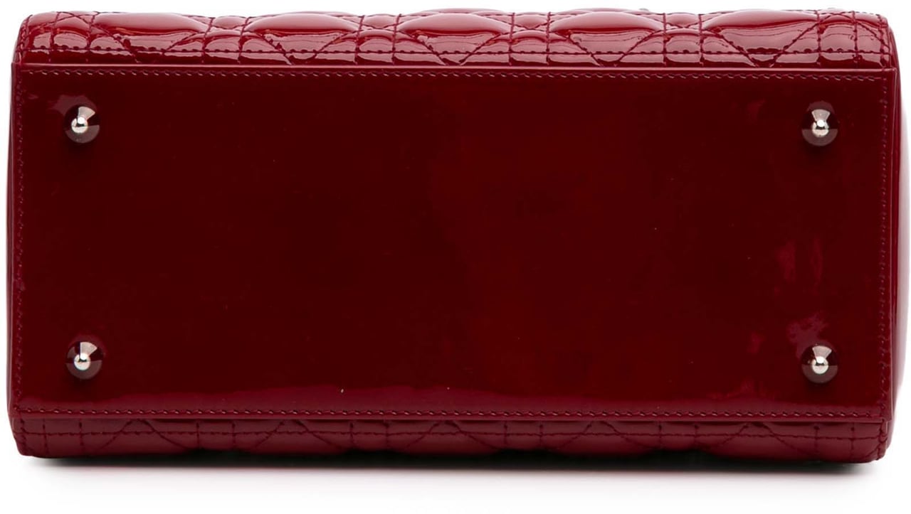 Dior Medium Patent Cannage Lady Dior Rood