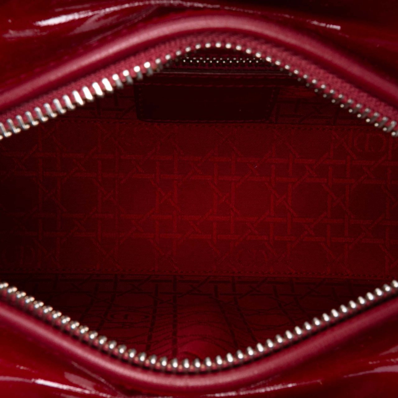 Dior Medium Patent Cannage Lady Dior Rood