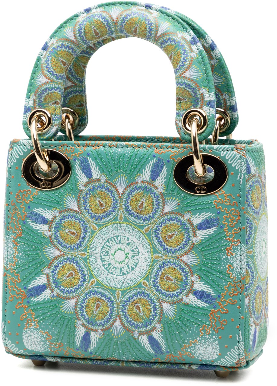 Dior Micro Calfskin In Lights Lady Dior Groen