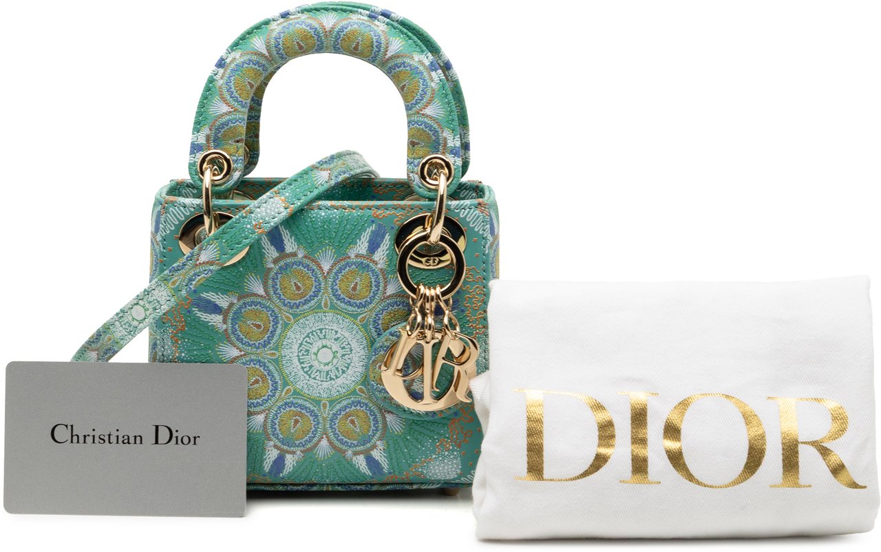 Dior Micro Calfskin In Lights Lady Dior Groen