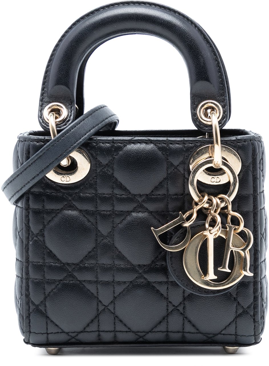 Dior Micro Lambskin Cannage Lady Dior Zwart