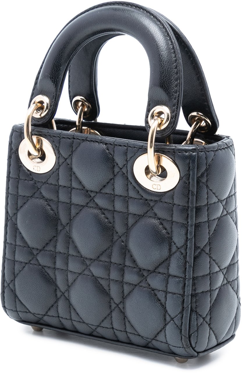 Dior Micro Lambskin Cannage Lady Dior Zwart