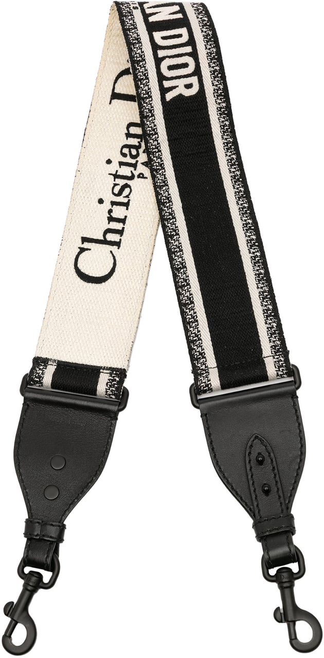 Dior Canvas Logo Embroidered Shoulder Strap Zwart