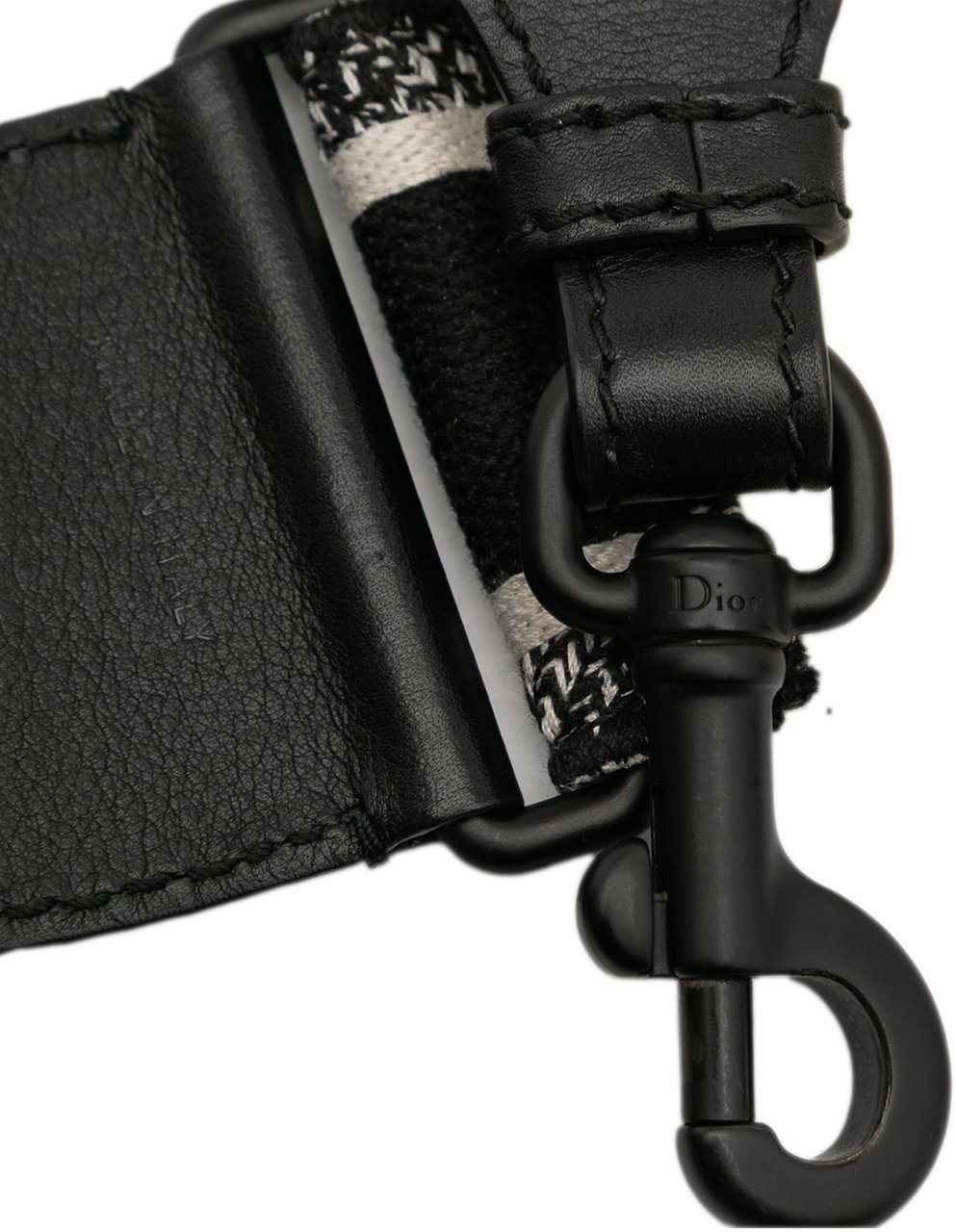 Dior Canvas Logo Embroidered Shoulder Strap Zwart