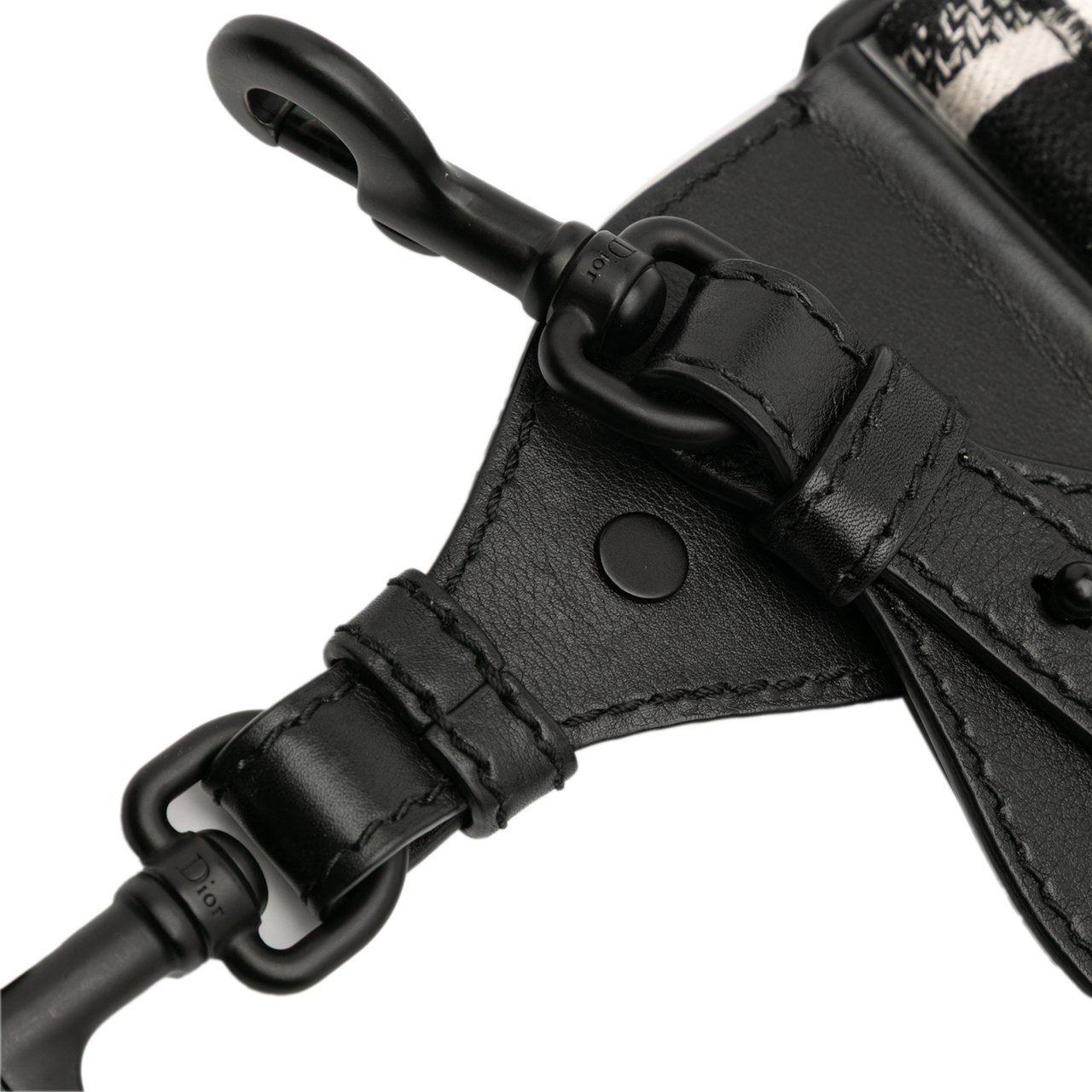 Dior Canvas Logo Embroidered Shoulder Strap Zwart