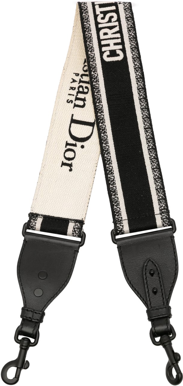 Dior Canvas Logo Embroidered Shoulder Strap Zwart