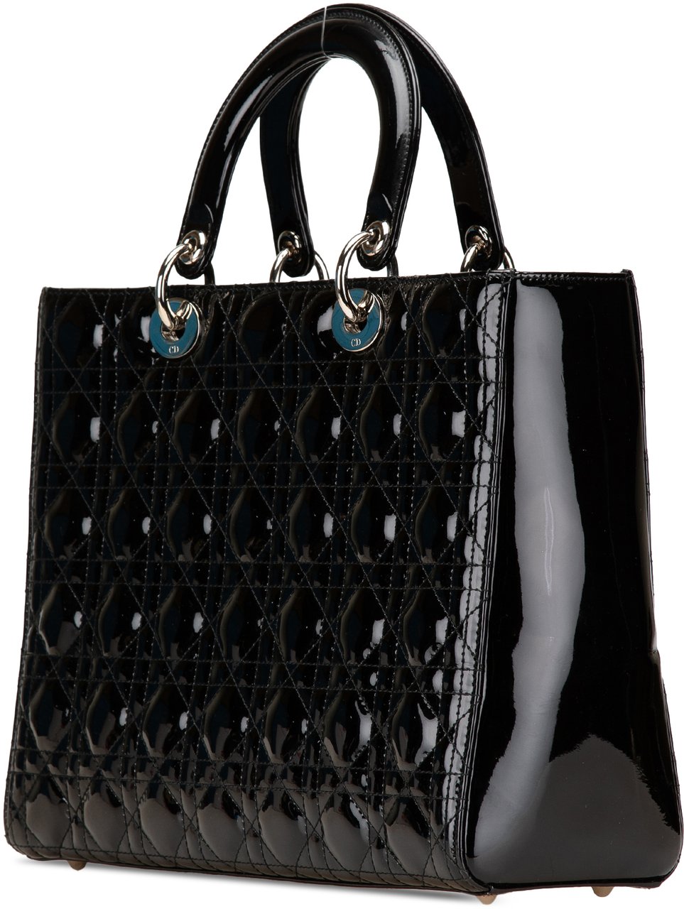 Dior Large Patent Cannage Lady Dior Zwart