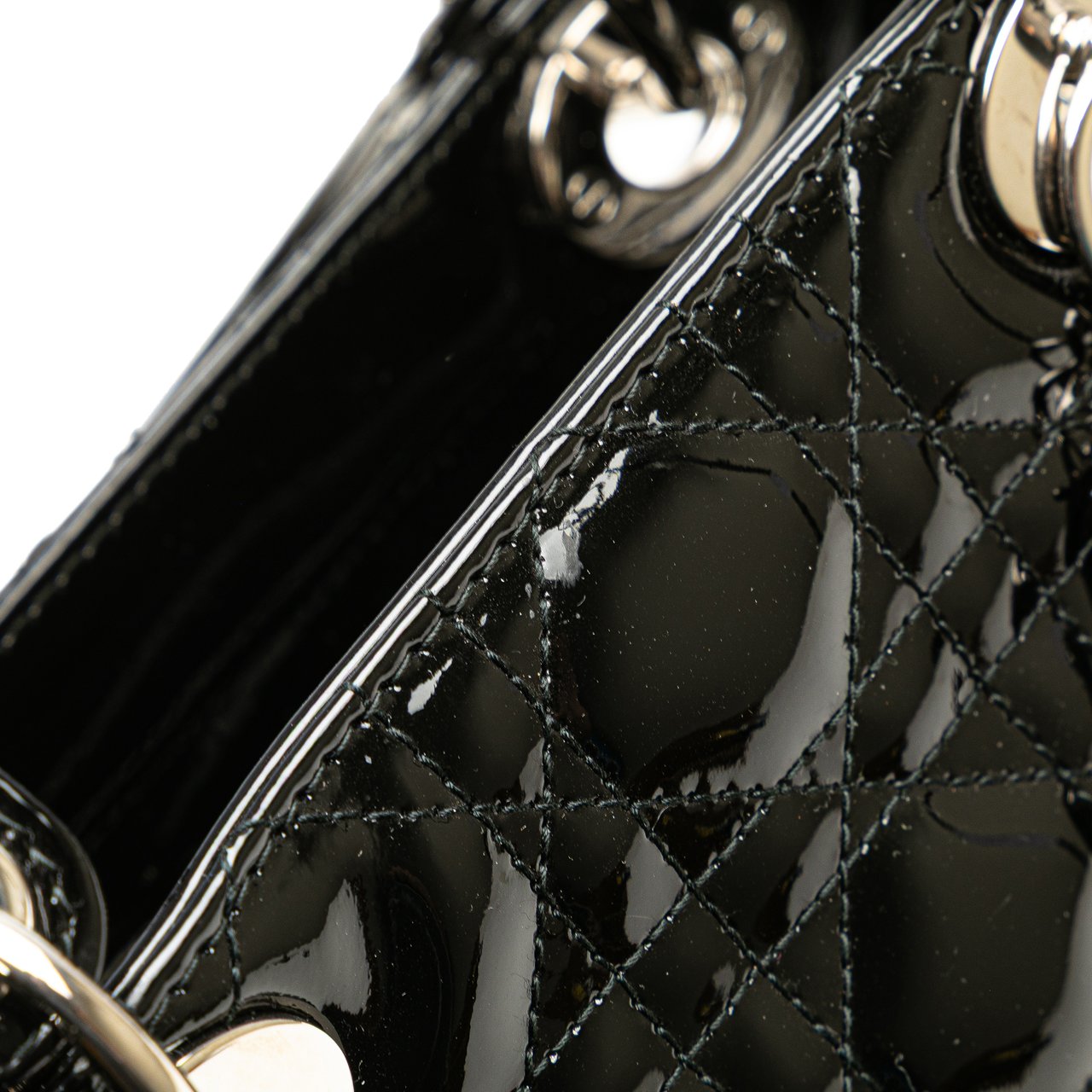 Dior Large Patent Cannage Lady Dior Zwart