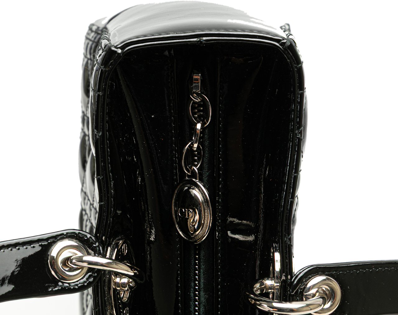 Dior Large Patent Cannage Lady Dior Zwart